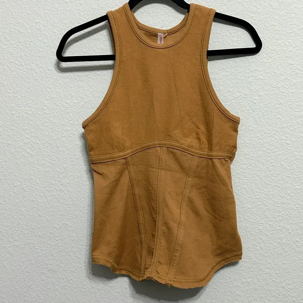 NEW Free People Headstart Sand Purple Corset Sleeveless Tank Top Md Athleisure - Picture 5 of 8